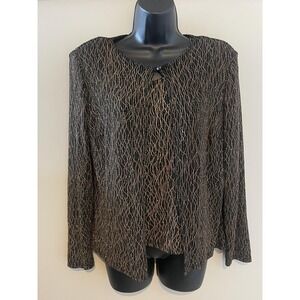 Whimsigoth Jacket Top Set Womens Medium Black Gold Metallic Knit‎ USA New Years